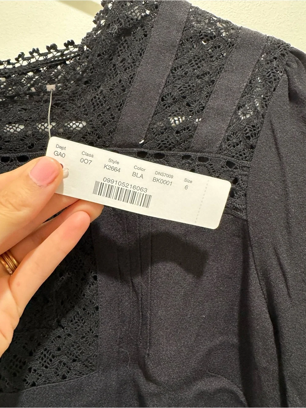 J.Crew Point Sur Black Lace Trim Peplum Blouse Size 6 NWT